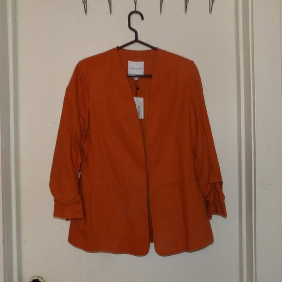 Nwt Gibson Latimer Burnt Orange Linen Blend Blazer Sz M - Picture 1 of 10